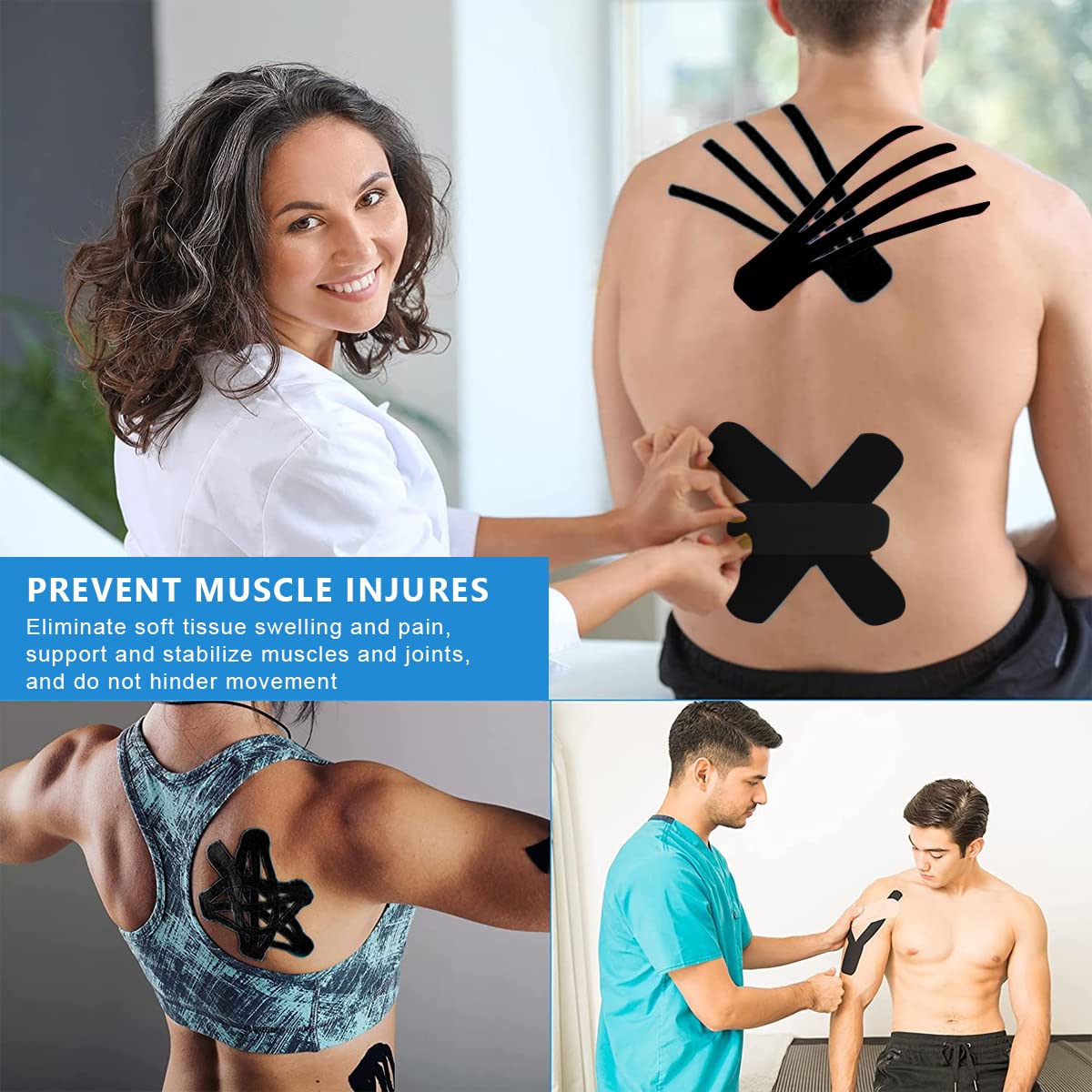 HANNEA Waterproof Breathable Kinesiology Tape, 5cm*5m Athletic Elastic Kneepad Muscle Pain Relief Knee Taping or Pain Relief, Injured Muscle Support, Black HANNEA Waterproof Breathable Kinesiology Tape, 5cm*5m Athletic Elastic Kneepad Muscle Pain Relief Knee Taping or Pain Relief, Injured Muscle Support, Black